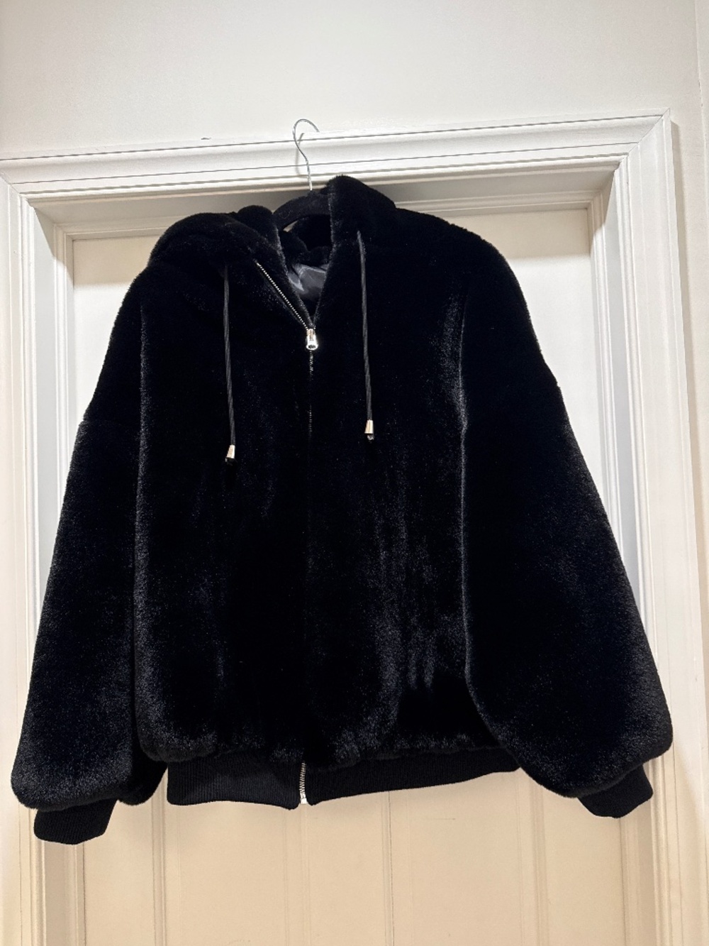 ba&sh pandy faux fur hooded bomber jacket